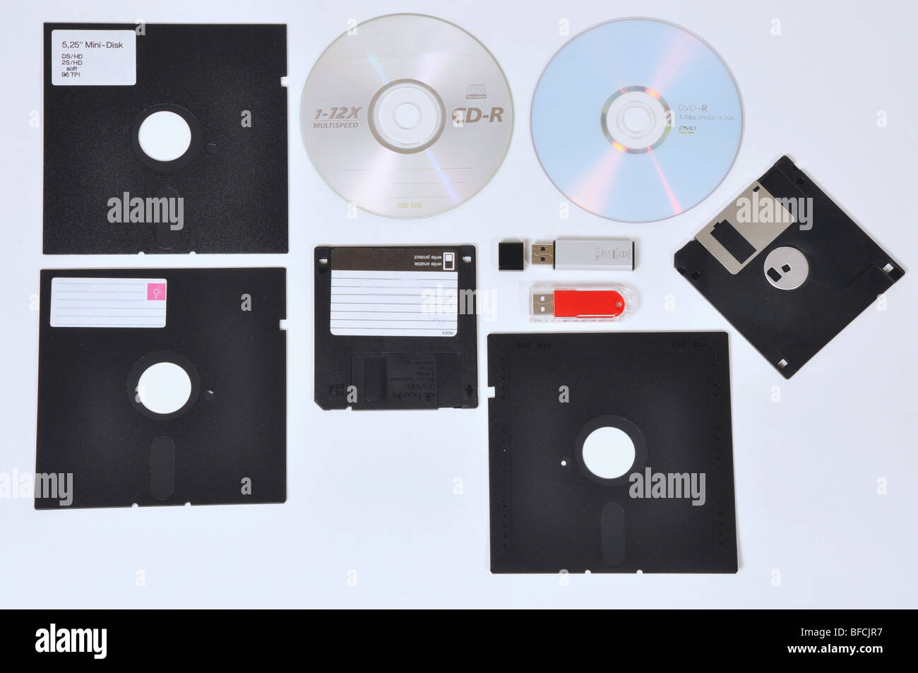 Vari supporti di memorizzazione di computer Foto Stock