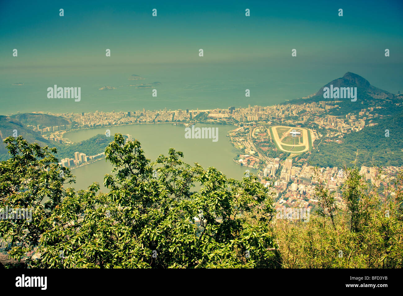 La spiaggia di Ipanema visto dal Corcovado Foto Stock
