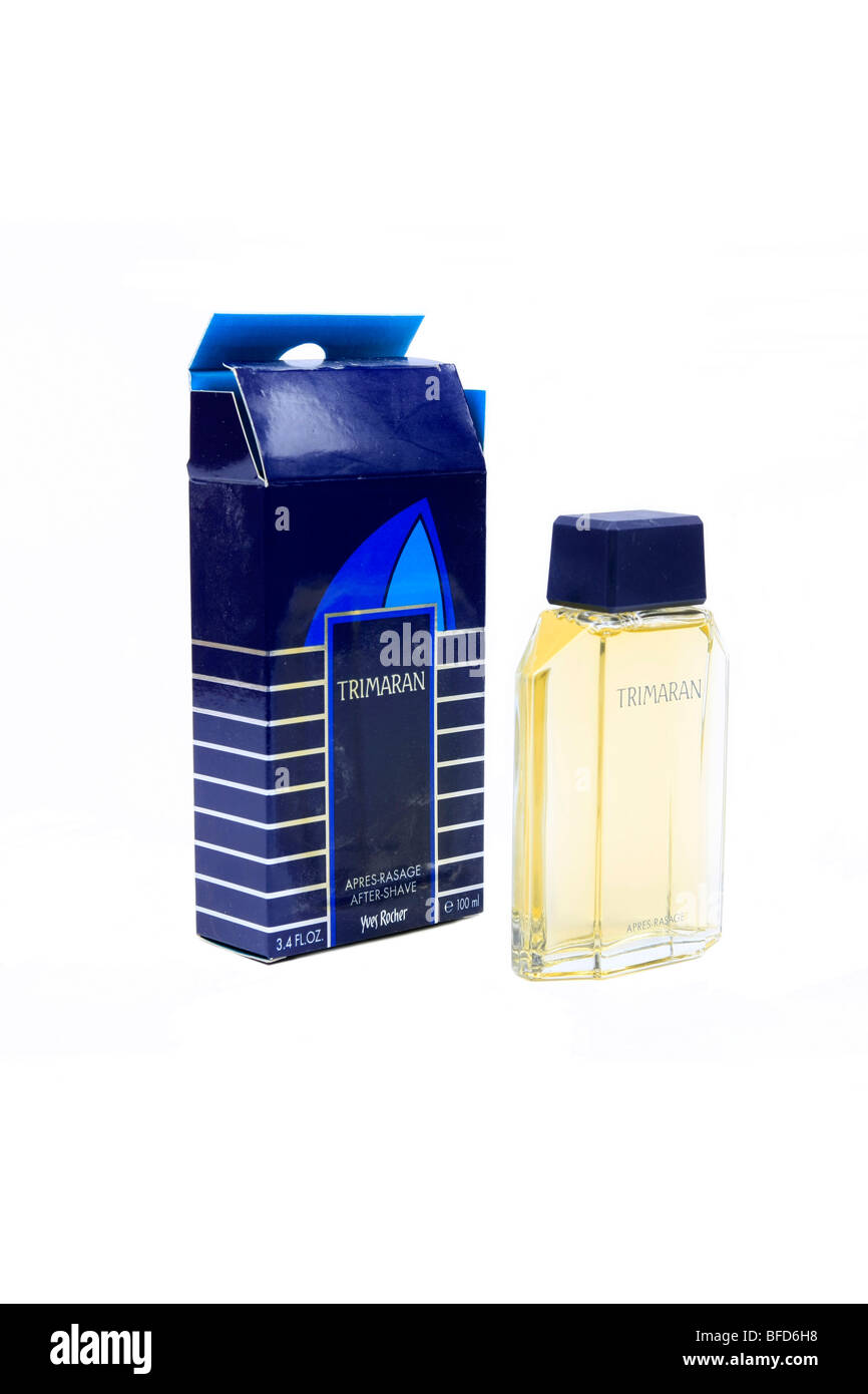 Bottiglia e confezione French Aftershave Lotion su sfondo bianco Foto Stock