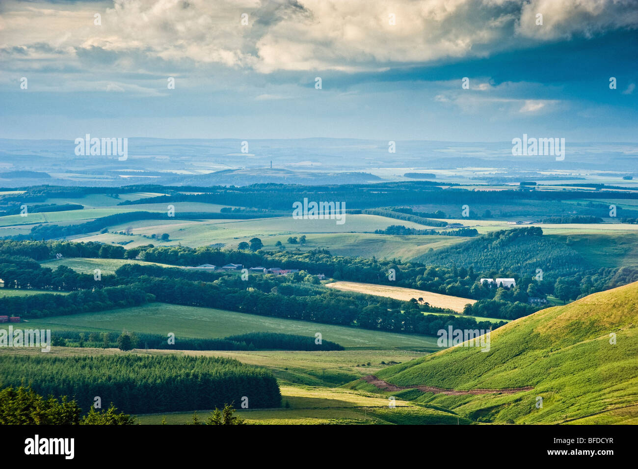 Visualizza shot dai confini guardando verso la Scozia,UK Foto Stock