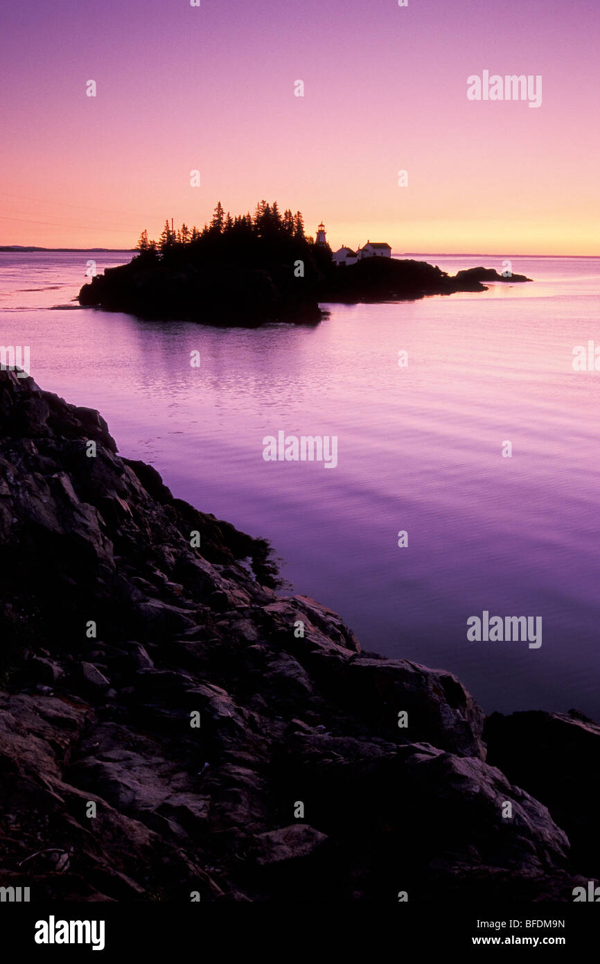 East Quoddy Lighthouse a sunrise, Campobello Island, New Brunswick, Canada Foto Stock