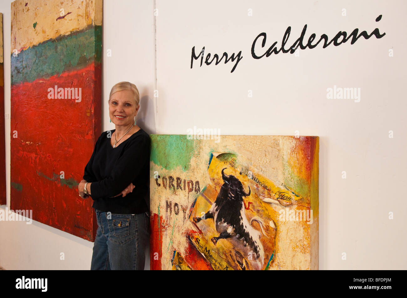 Artista Merry Calderoni nel suo studio presso La Aurora gallerie d'arte, San Miguel De Allende, Guanajuato, Messico. Foto Stock