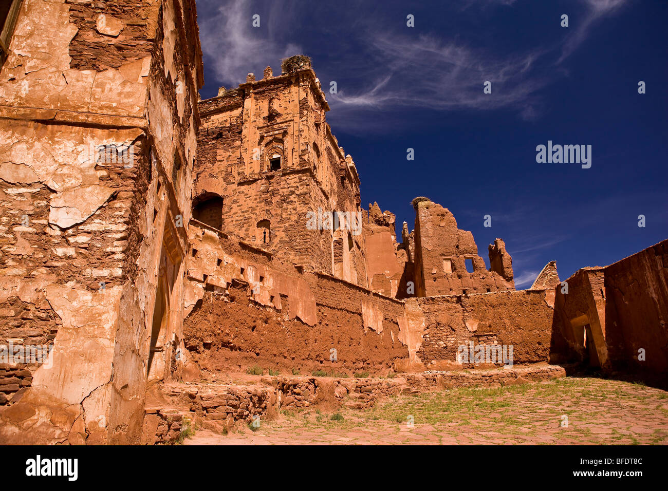TELOUET, Marocco - Le rovine del Glaoui kasbah, nelle montagne Atlas. Foto Stock