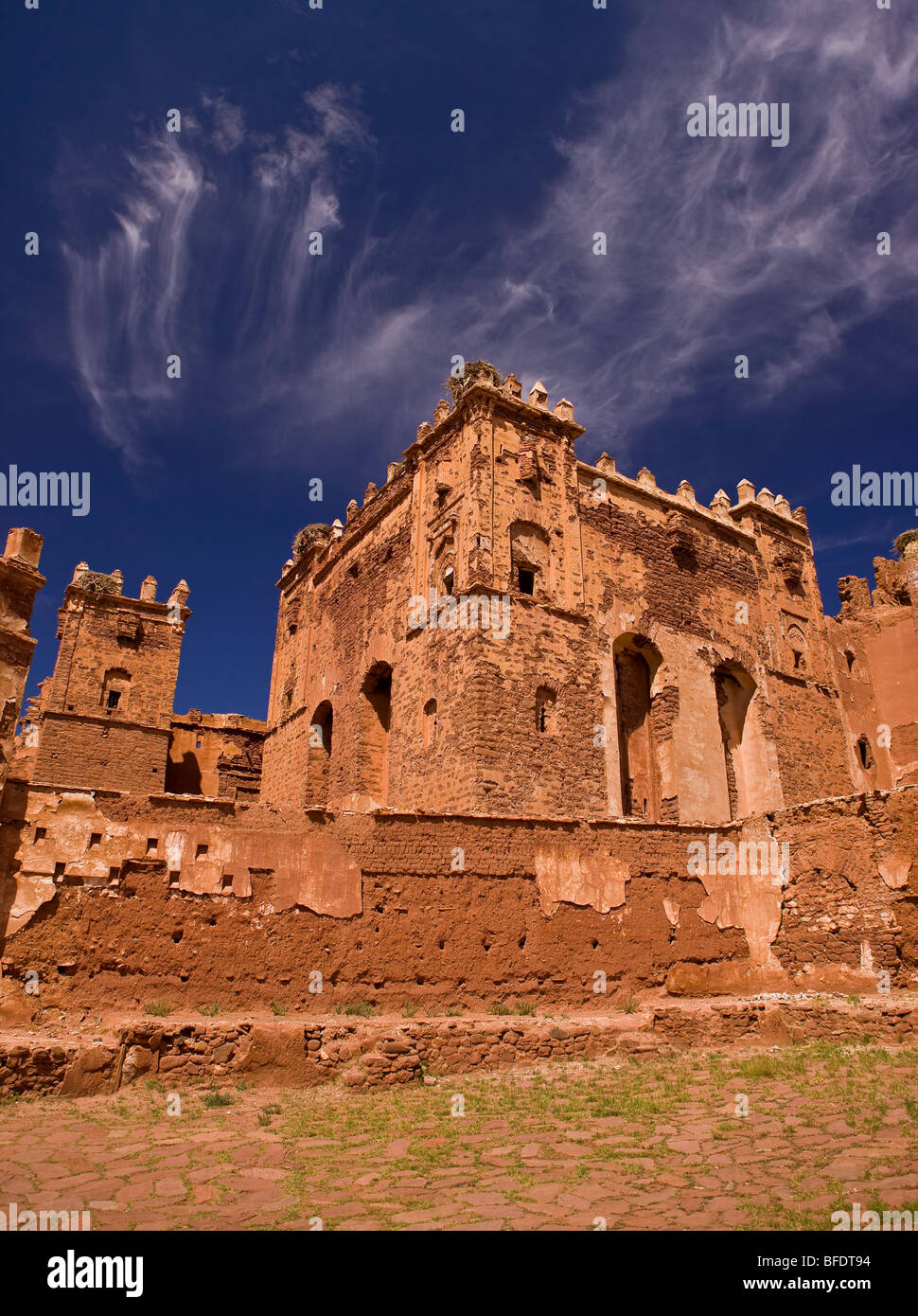 TELOUET, Marocco - Le rovine del Glaoui kasbah, nelle montagne Atlas. Foto Stock