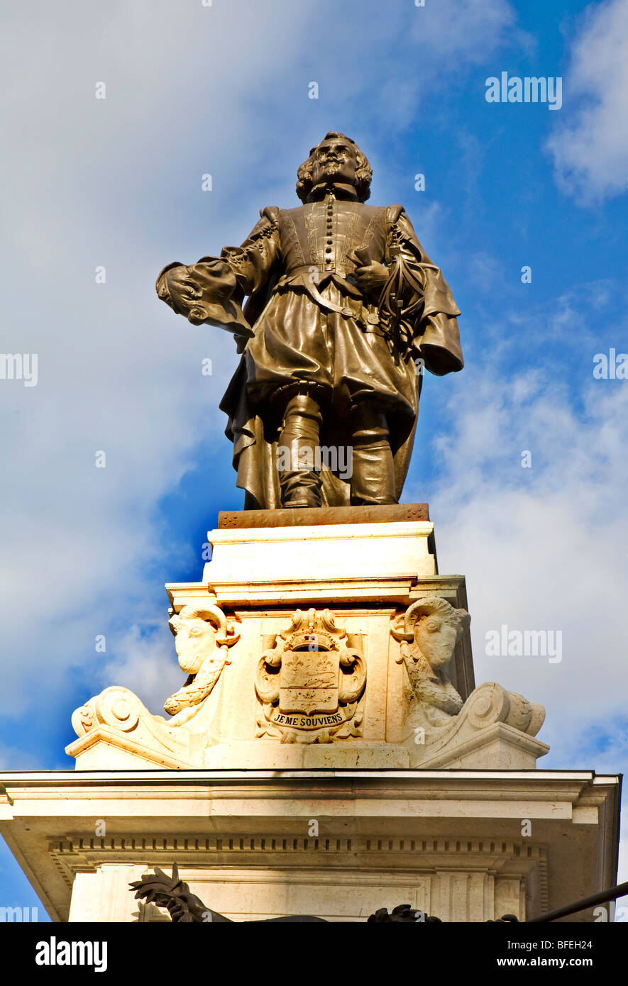 Statua di Samuel de Champlain, Quebec City, Quebec, Canada Foto Stock