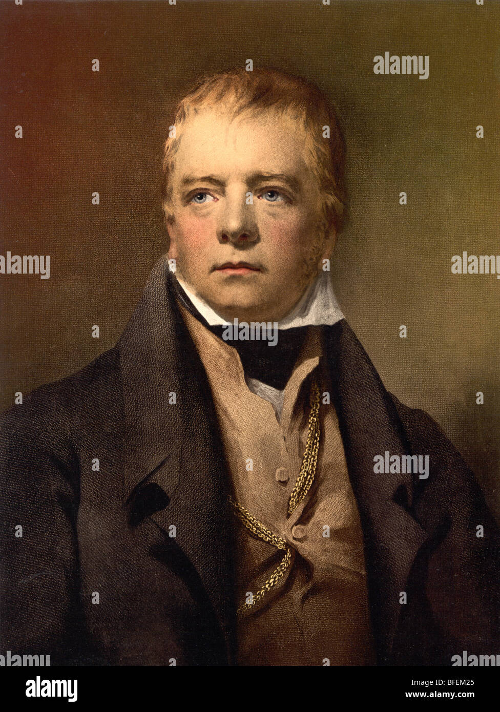 Ritratto di stampa scozzese romanziere storico e poeta Sir Walter Scott (1771 - 1832). Foto Stock