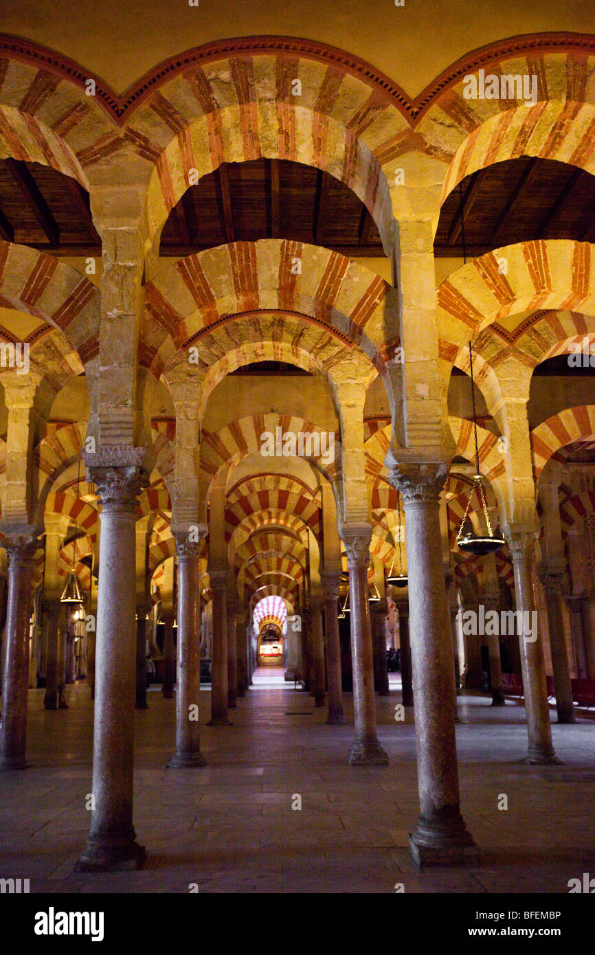 All'interno della Mezquita di Cordoba Spagna Foto Stock