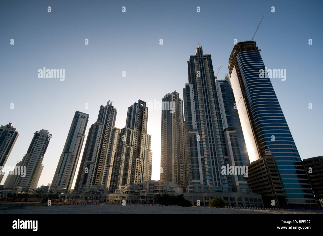 Business Bay costruzione, Dubai, Emirati arabi uniti Foto Stock