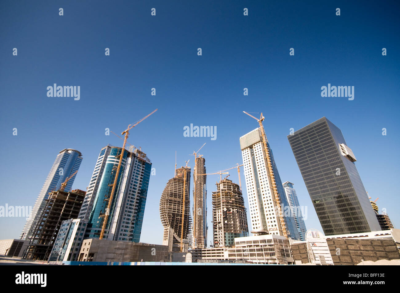 Business Bay costruzione, Dubai, Emirati arabi uniti Foto Stock