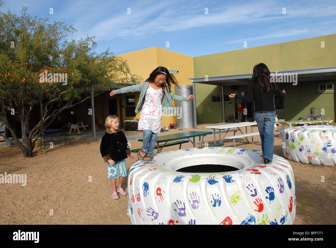 Civano comunità Scuola di Tucson, Arizona, USA, ha vinto il primo premio in un concorso nazionale come la scuola più verde in America. Foto Stock