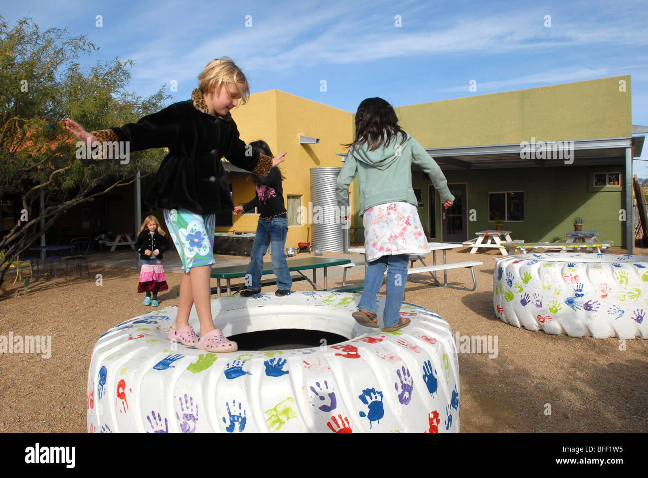 Civano comunità Scuola di Tucson, Arizona, USA, ha vinto il primo premio in un concorso nazionale come la scuola più verde in America. Foto Stock