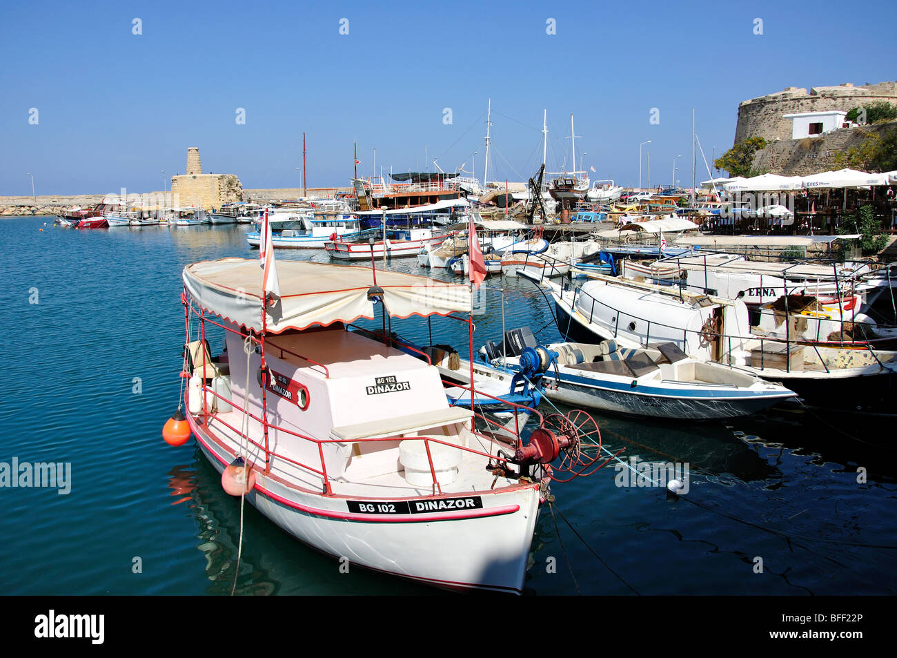Kyrenia Porto, Kyrenia, Kyrenia District, la parte settentrionale di Cipro Foto Stock