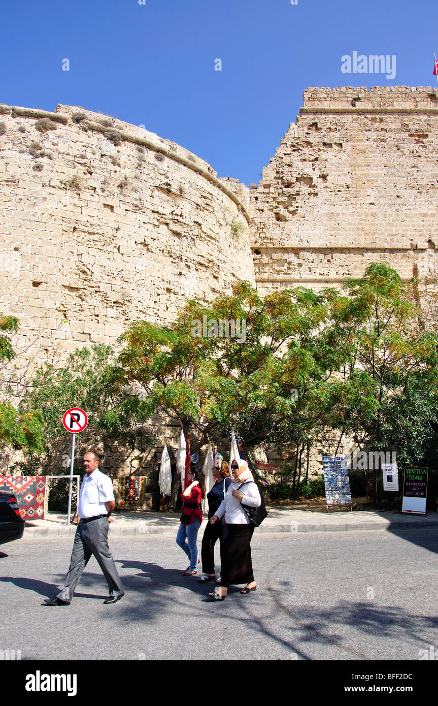 Round Tower, Kyrenia Castello, Kyrenia, Kyrenia District, la parte settentrionale di Cipro Foto Stock