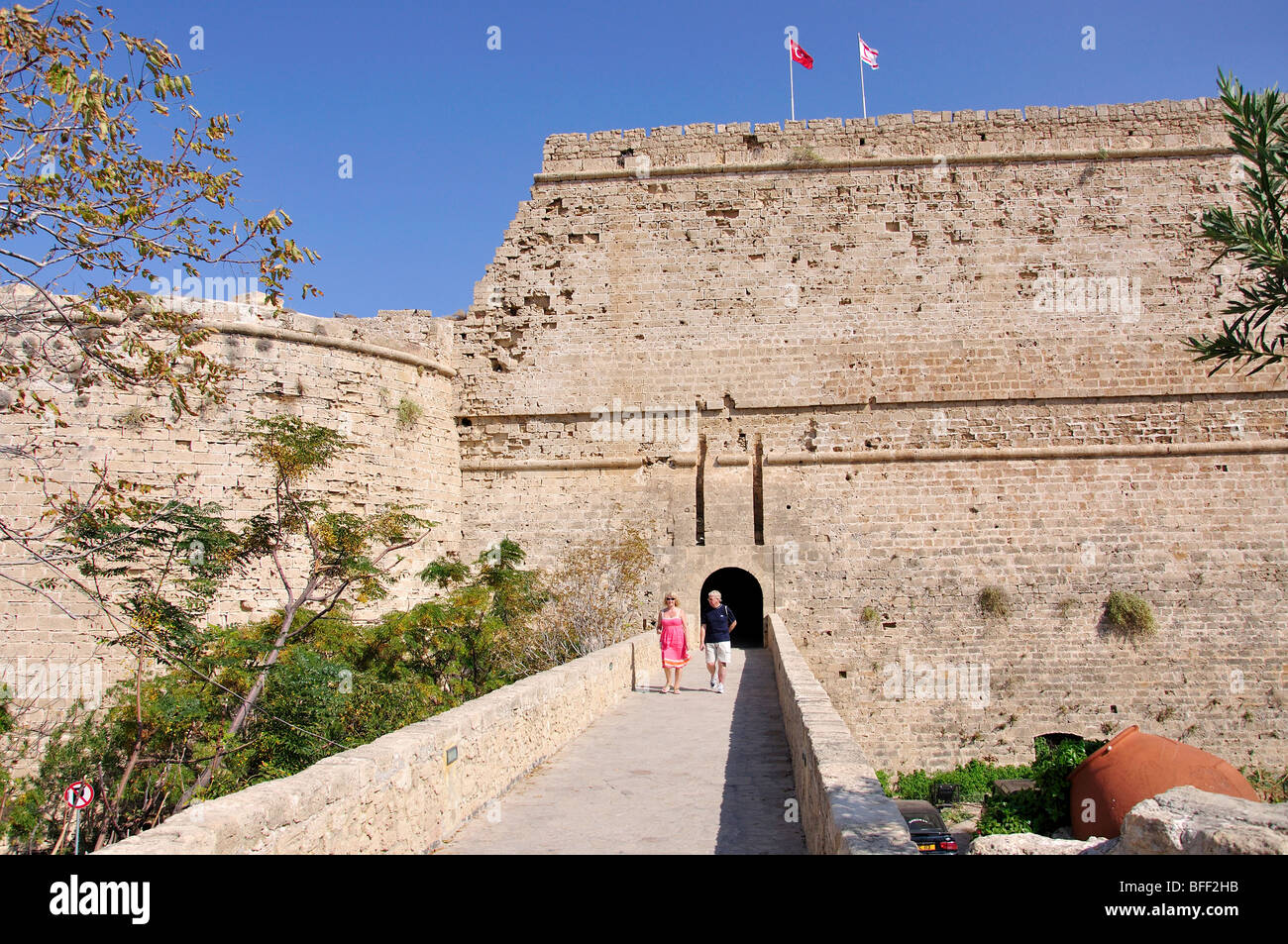 Ingresso al castello di Kyrenia, Kyrenia, Kyrenia District, la parte settentrionale di Cipro Foto Stock