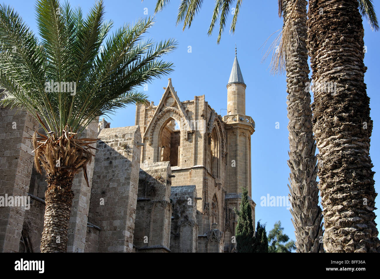 Lala Mustafa Pasa moschea, Famagosta, Famagusta District, la parte settentrionale di Cipro Foto Stock