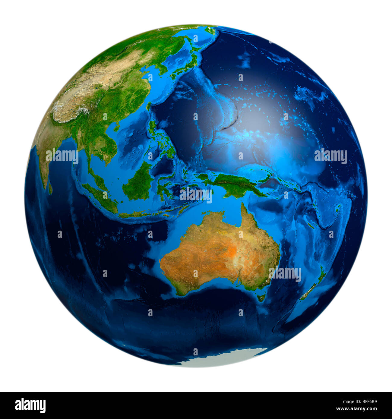 Vista del globo terrestre dallo spazio che mostra Oceania Foto Stock