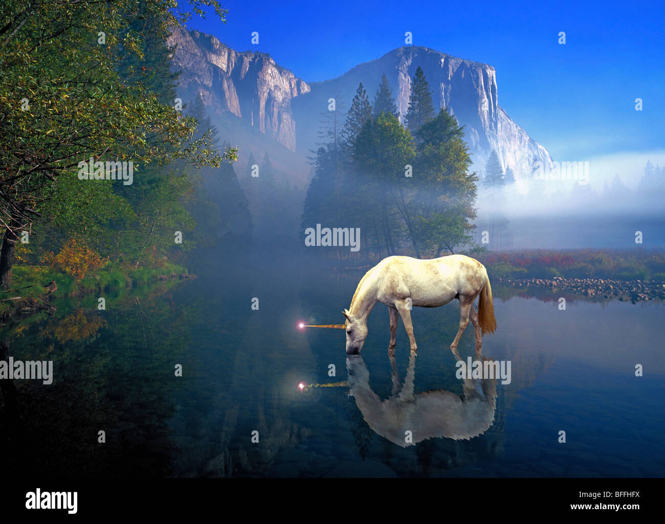 Unicorn unicorn spirale cornuto Unicorn; Fantasy; Magic; magica; Fiaba; Foto Stock