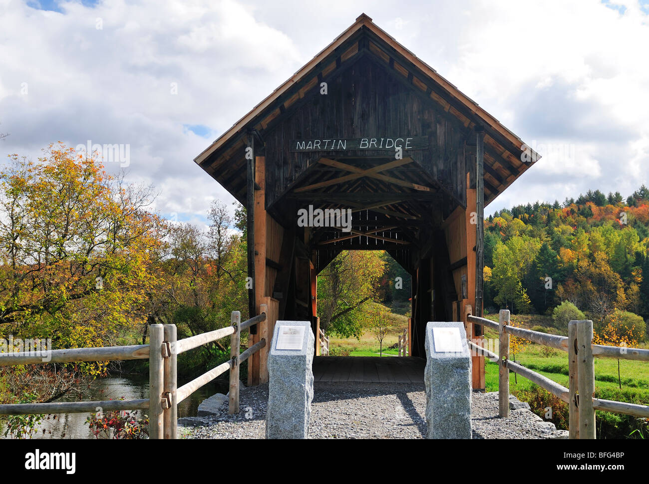 Martin/Orton Farm ponte coperto in Washington County, Vermont. Foto Stock