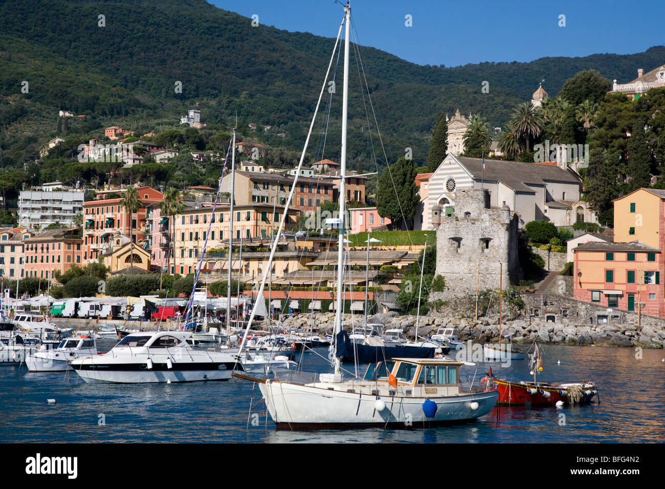 Di fronte al mare di Santa margherita ligure, Italia Foto Stock