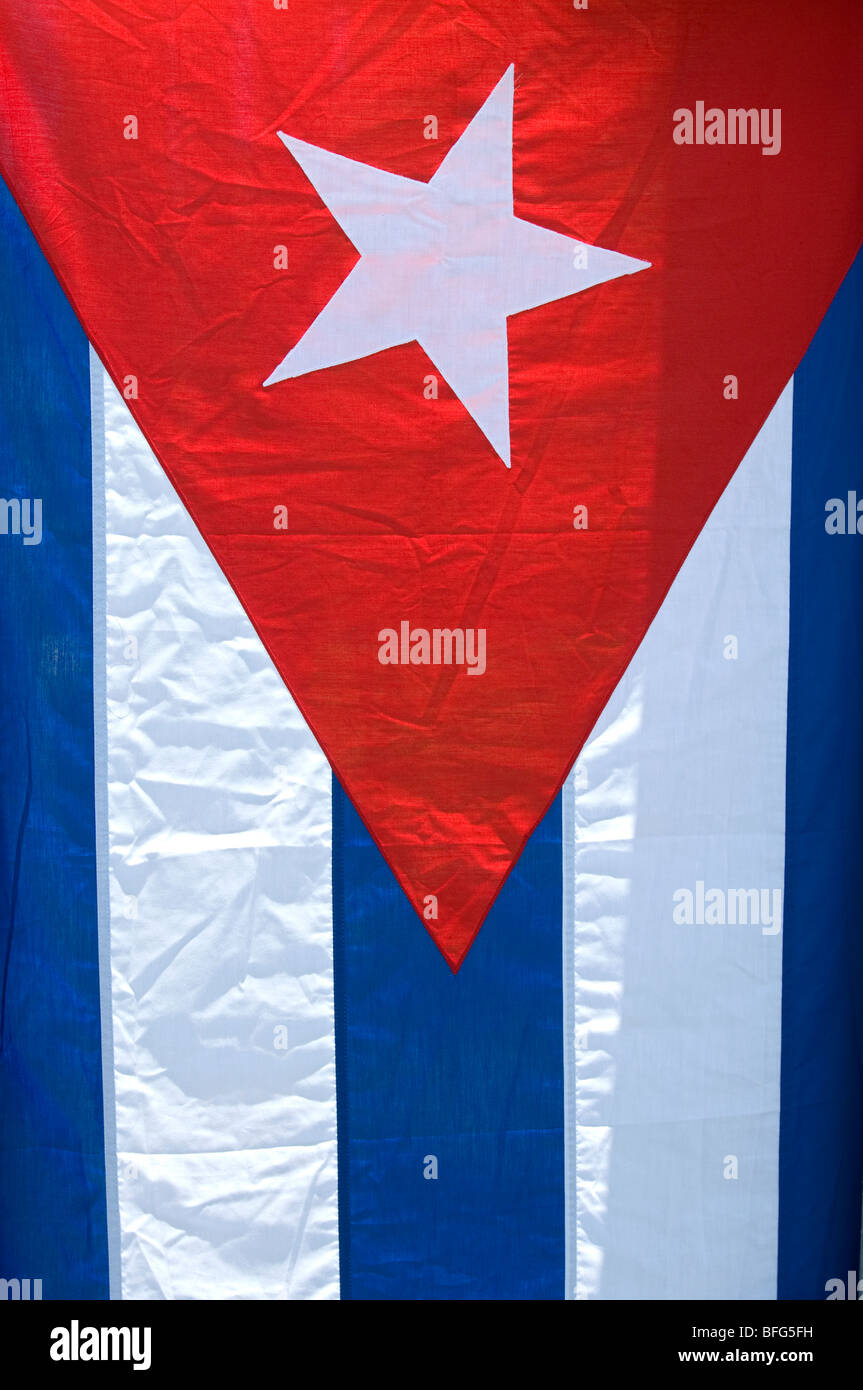 Cubano bandiera nazionale, Cuba Foto Stock