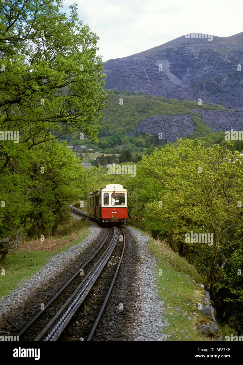 Il Regno Unito, il Galles del Nord, Snowdonia, Llanberis, Snowdon Mountain Railway Foto Stock