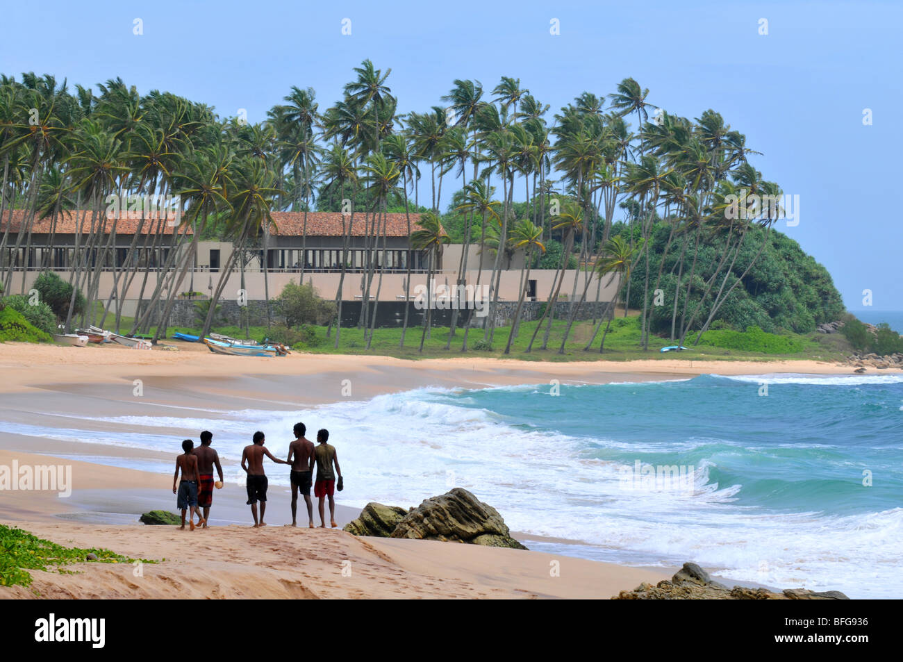 Amanwella Hotel e spiaggia, Tongalle, Sri Lanka Foto Stock