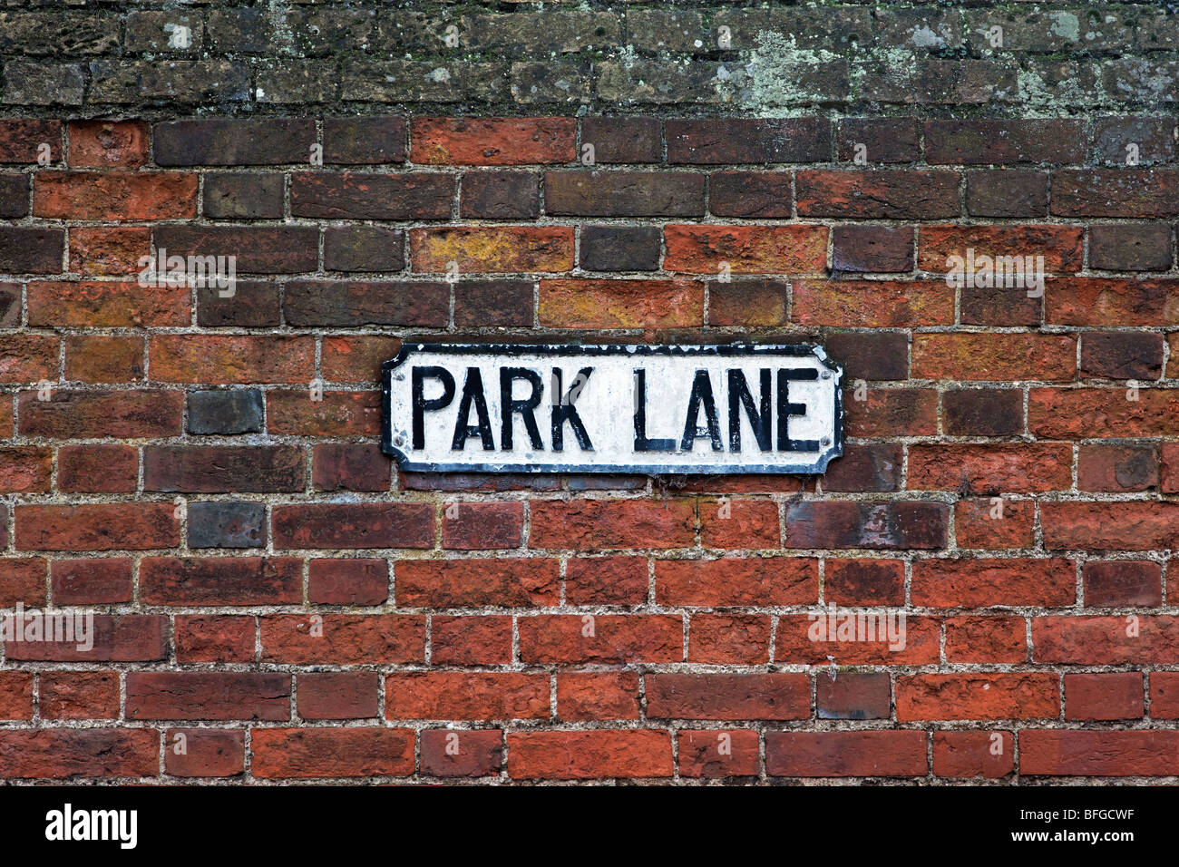 Il nome di una strada per Park Lane Foto Stock