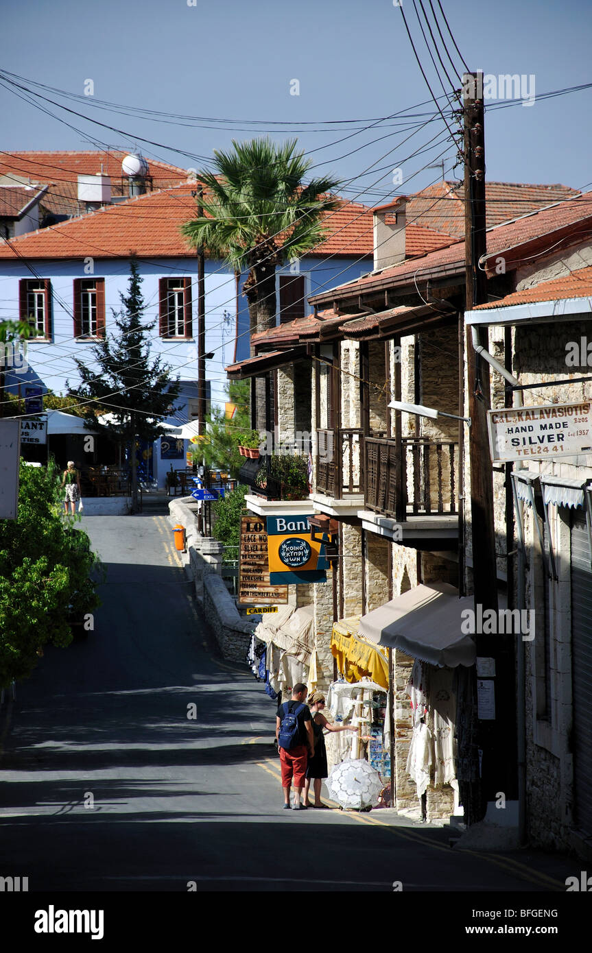 Scena di strada, Lefkara, Distretto di Larnaca, Cipro Foto Stock