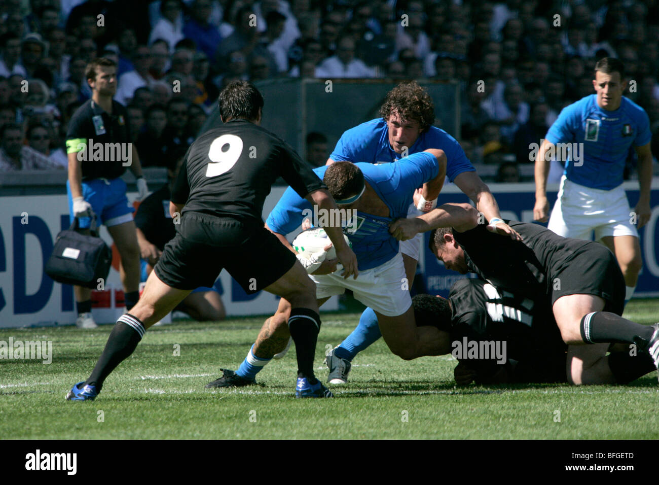 All Blacks Nuova Zelanda Rugby giocando contro l Italia alla Coppa del Mondo 2007 a Marsiglia, Francia Foto Stock