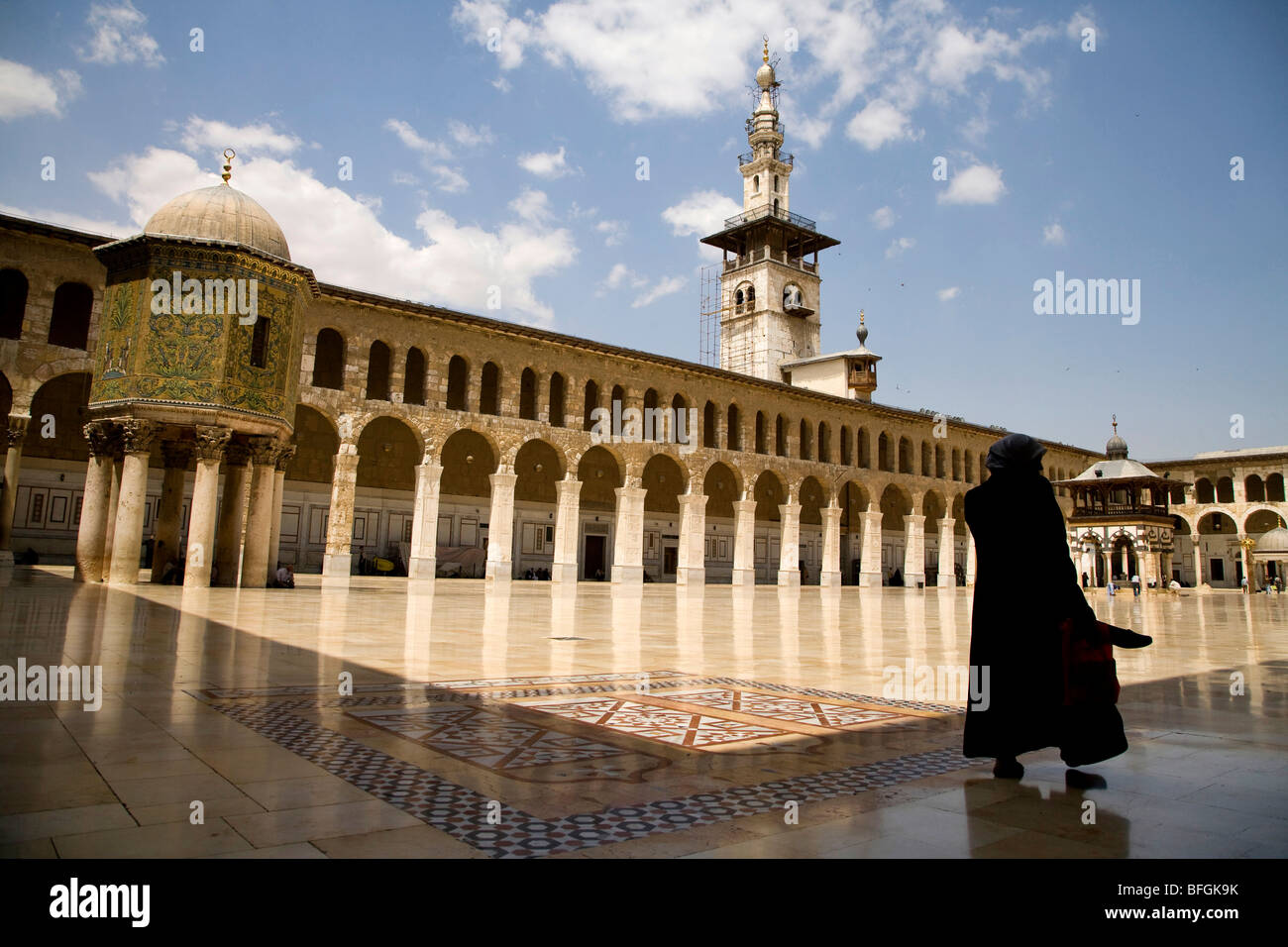 La gente in moschea Umayyad, Damasco, Siria, Medio Oriente Foto Stock