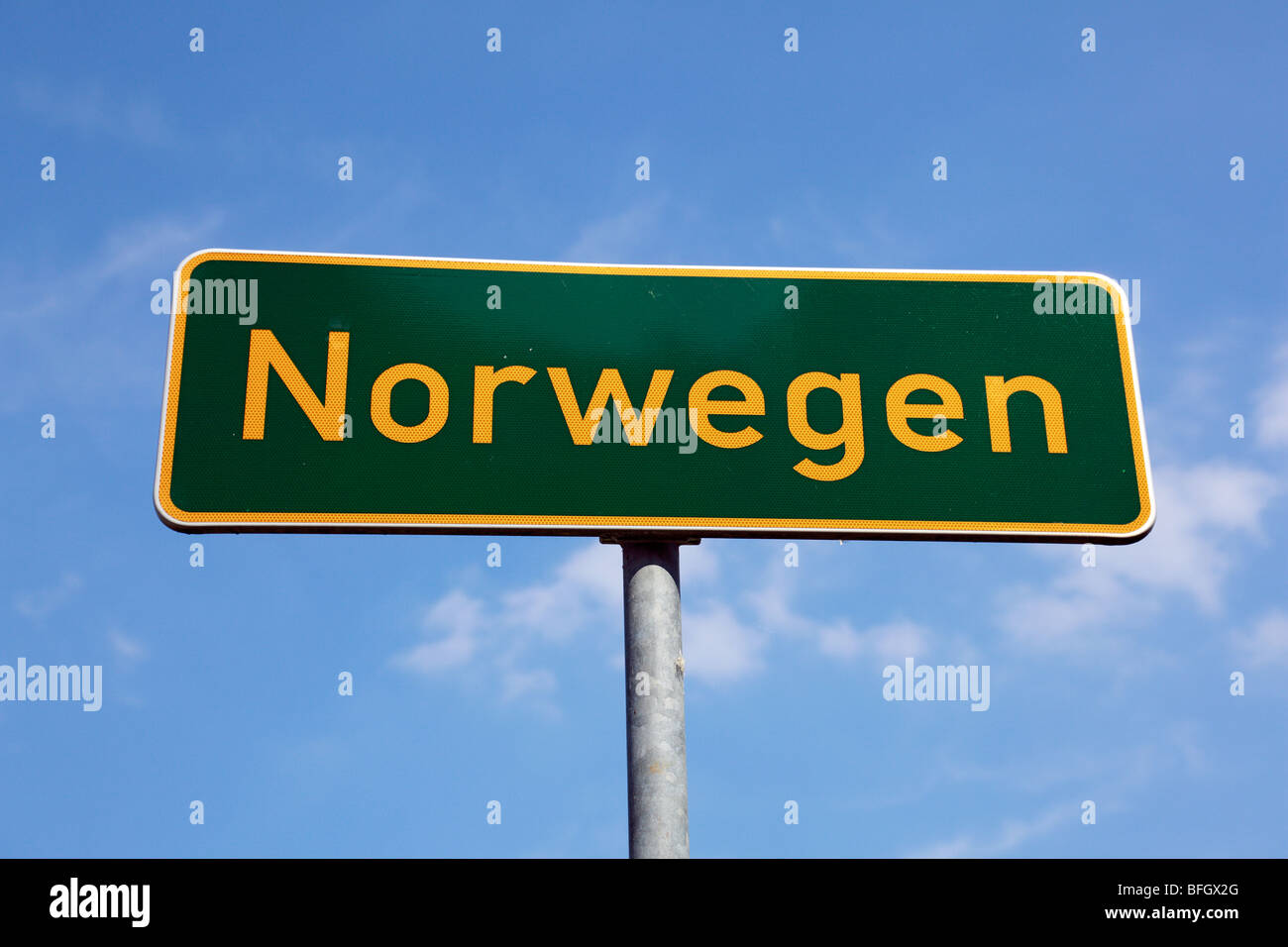 D-Lastrup, Hase valley, Oldenburger Muensterland, Bassa Sassonia, D-Lastrup-Norwegen, città segno limite della Norvegia Foto Stock