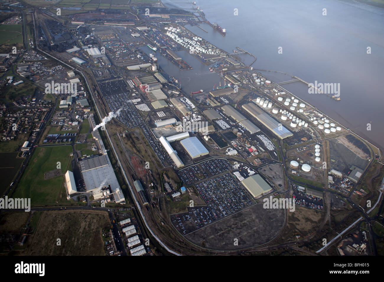 Vista aerea del Dock di Immingham, Regno Unito Foto Stock