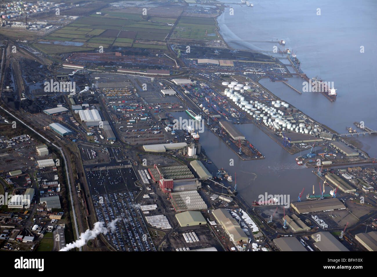 Vista aerea del Dock di Immingham, Regno Unito Foto Stock