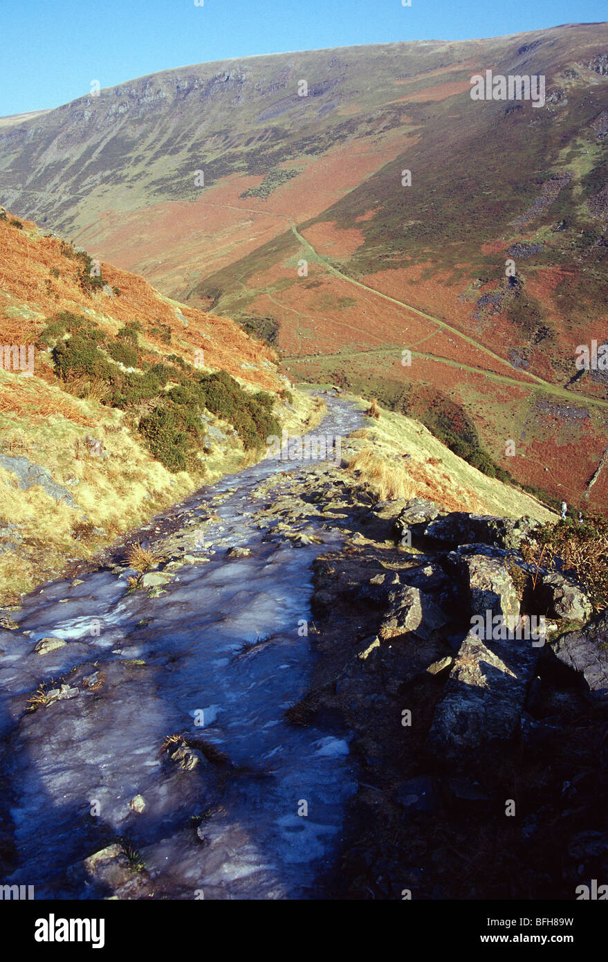 Congelati pericolo sentiero mid wales uk Foto Stock