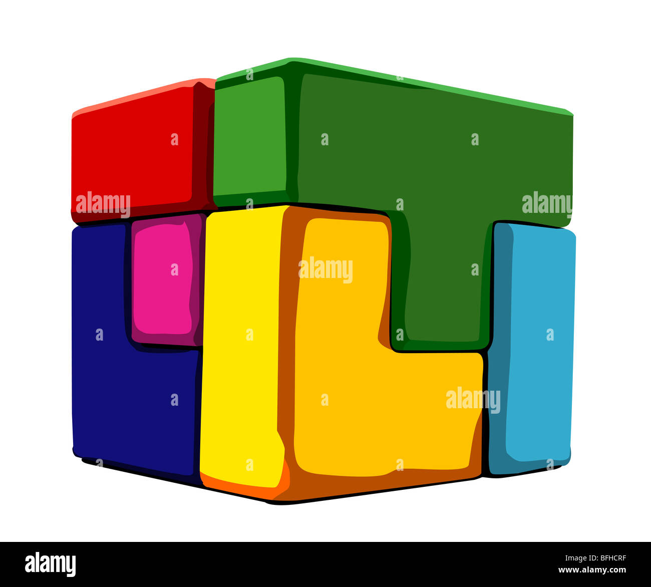 Vi è cubo puzzle di varie forme Foto Stock