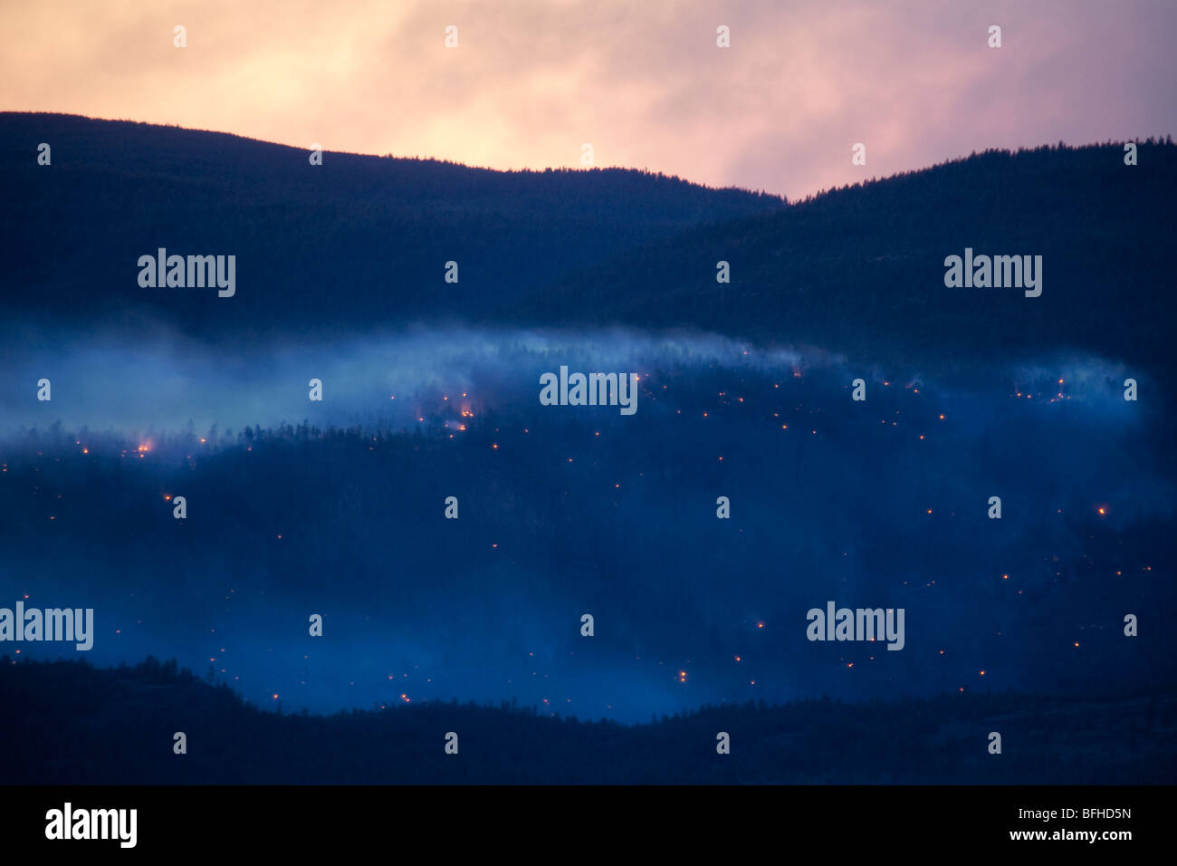Gli incendi boschivi di 2009 attorno e nel West Kelowna, British Columbia. Foto Stock
