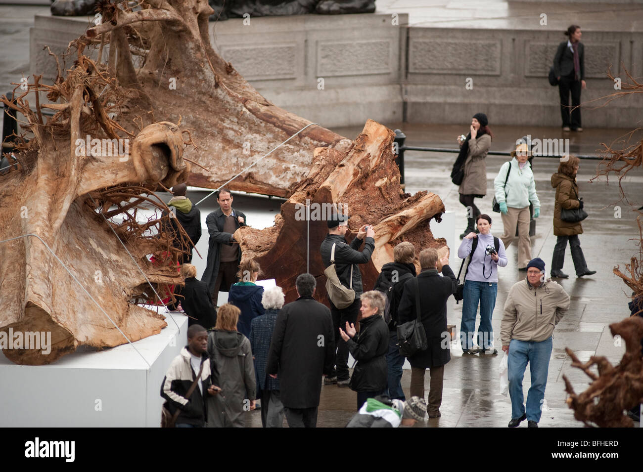 Ghost alberi mostra di Alison Palmer a Trafalgar Square a Londra centrale Foto Stock