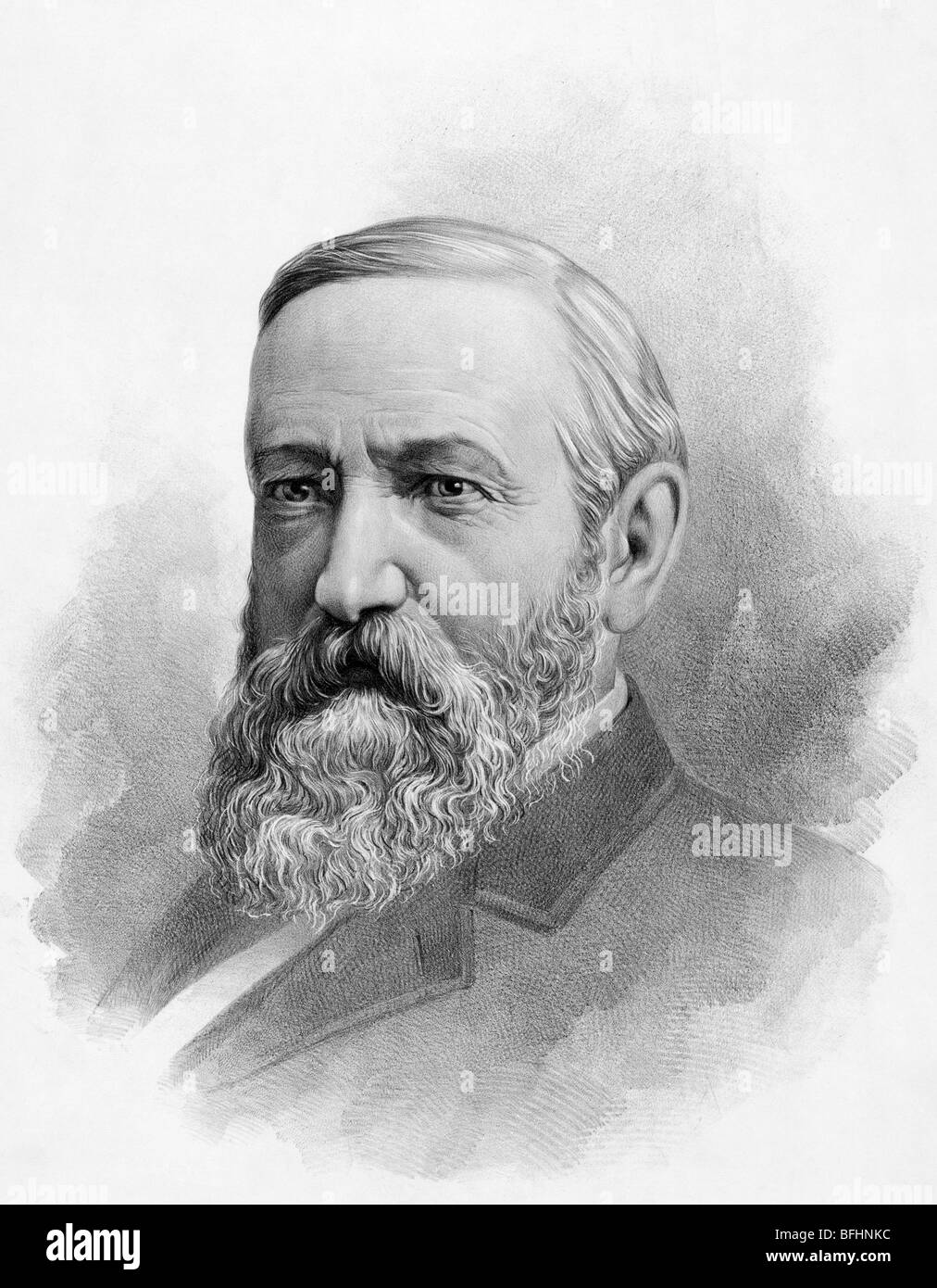 Stampa verticale c1888 di Benjamin Harrison (1833 - 1901) - il ventitreesimo Presidente USA (1889 - 1893). Foto Stock