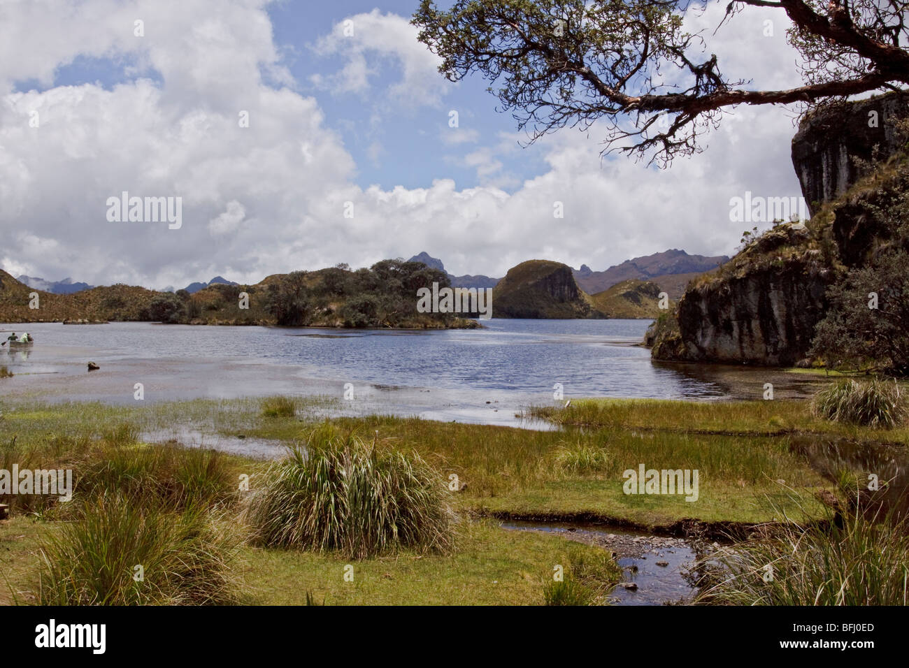 Una vista panoramica del Parco Nazionale Cajas vicino a Cuenca, Ecuador. Foto Stock