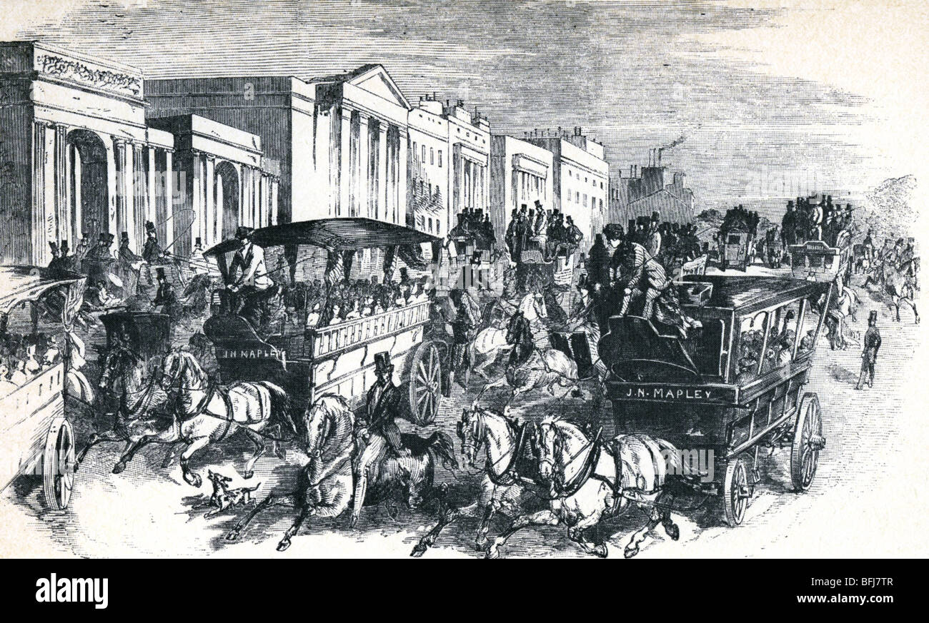 Grande mostra 1851 - Gli inceppamenti di traffico a Hyde Park Corner sulla giorni quando il prezzo di entrata è stato ridotto a uno scellino Foto Stock