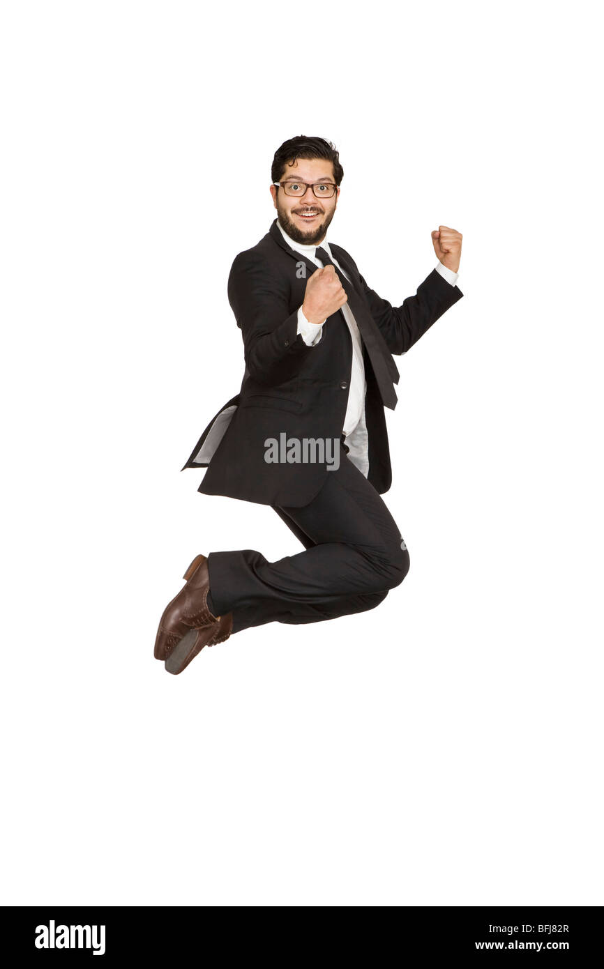Imprenditore salti di gioia. Foto Stock