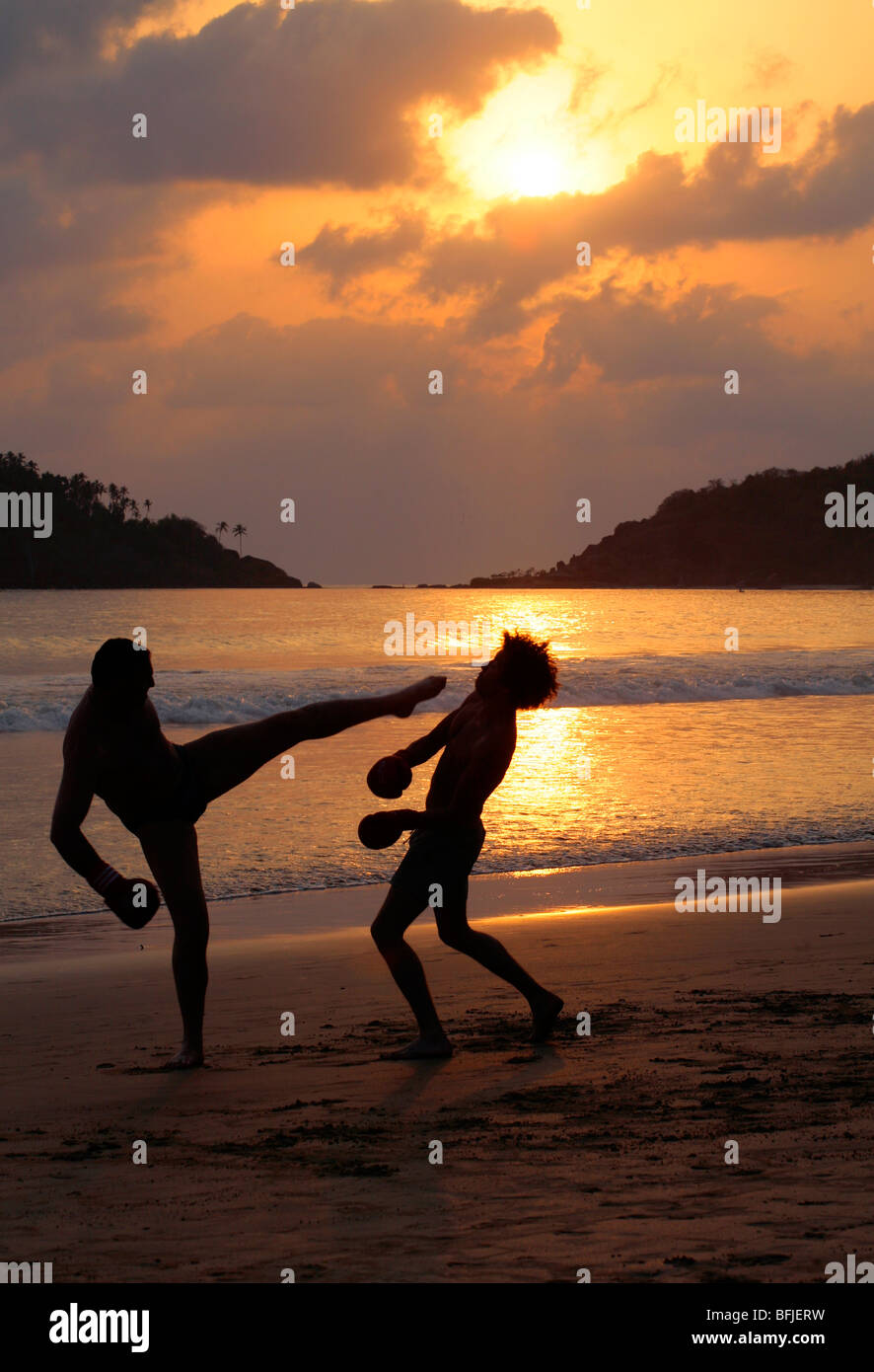 Spiaggia di kick boxer Foto Stock