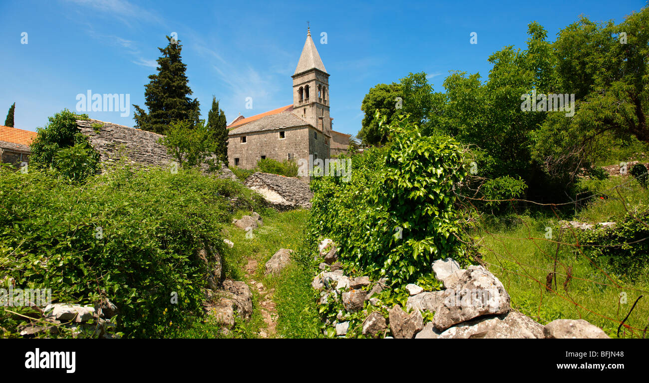 Cappella romanica, Škrip, isola di Brac, Croazia Foto Stock