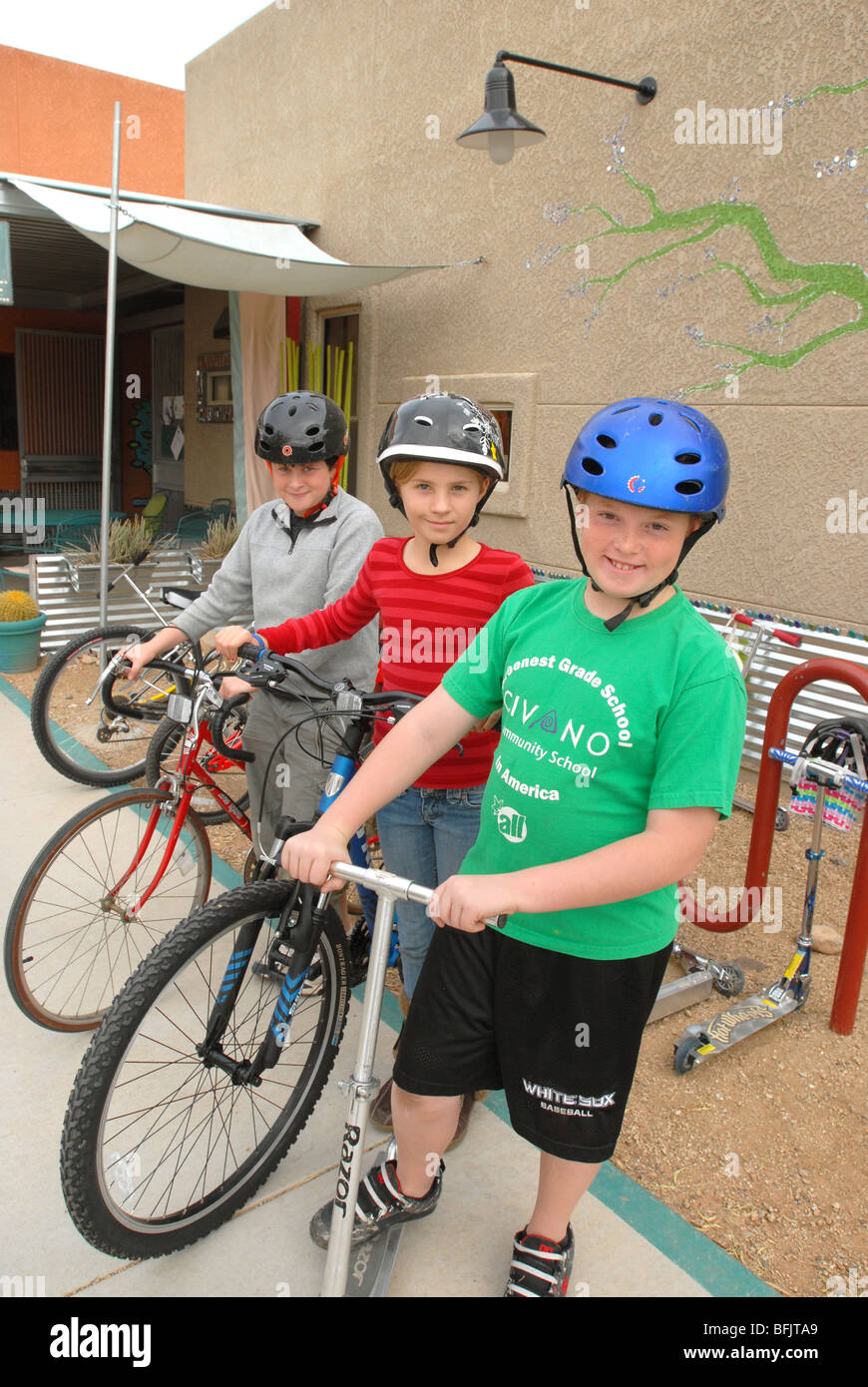 Civano comunità Scuola di Tucson, Arizona, USA, ha vinto il primo premio in un concorso nazionale come la scuola più verde in America. Foto Stock