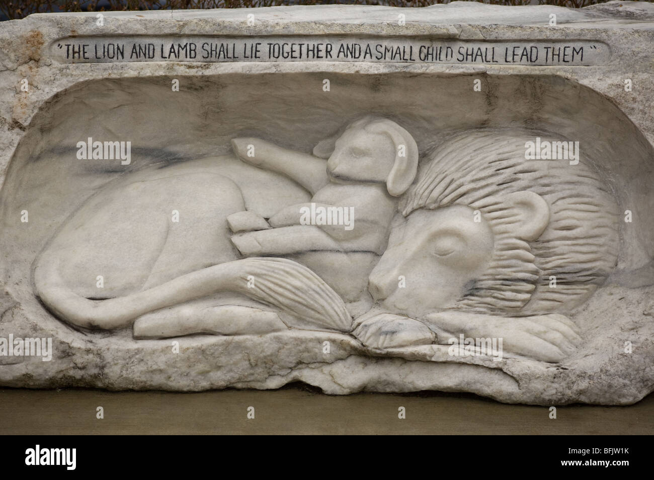 La scultura a Baltimora Lion e di agnello Foto Stock