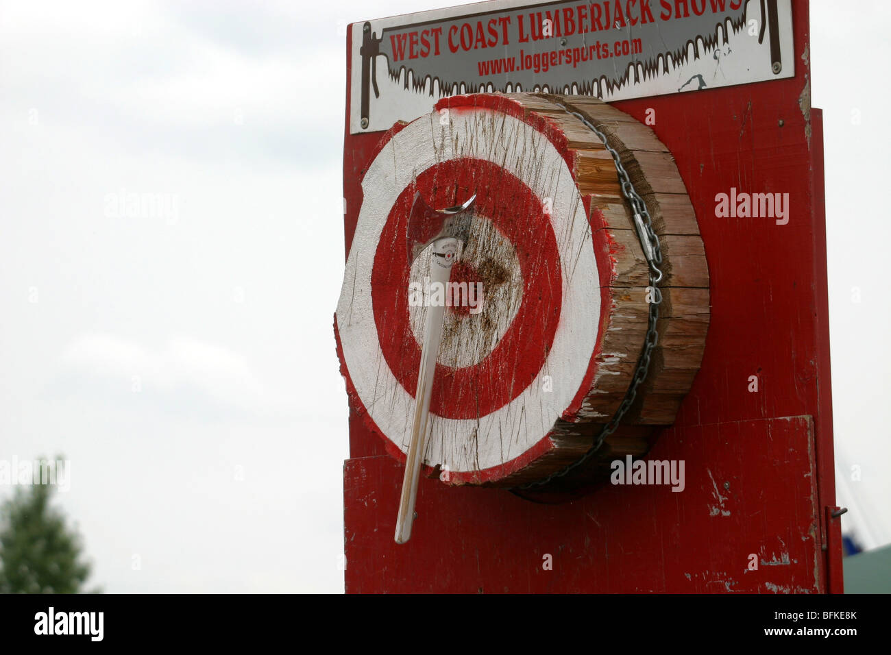 Ax trowing bull's eye Foto Stock