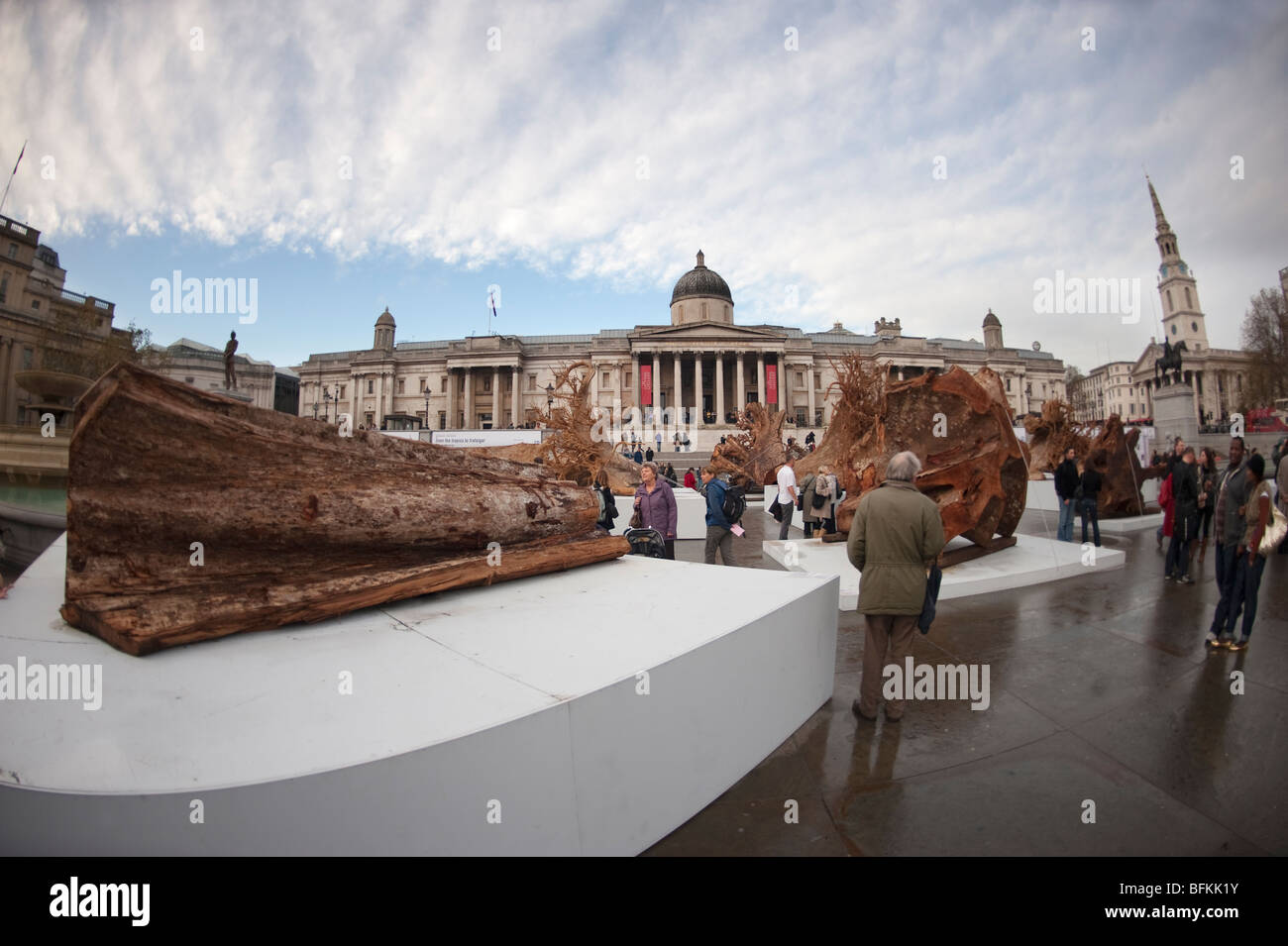 Ghost Forest mostra, Trafalgar Square, Londra Foto Stock