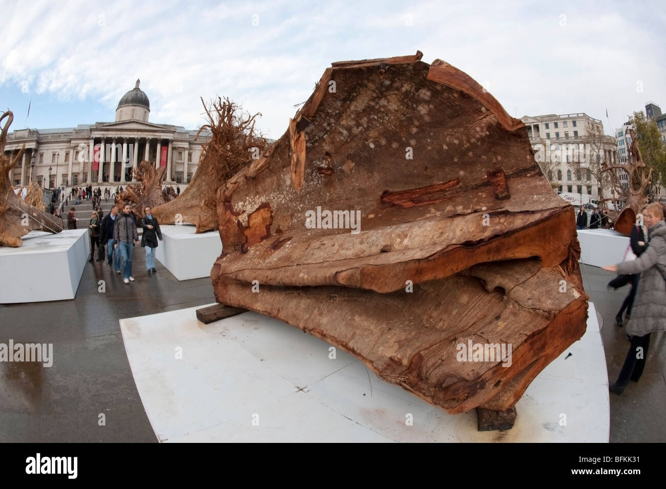 Ghost Forest mostra, Trafalgar Square, Londra Foto Stock