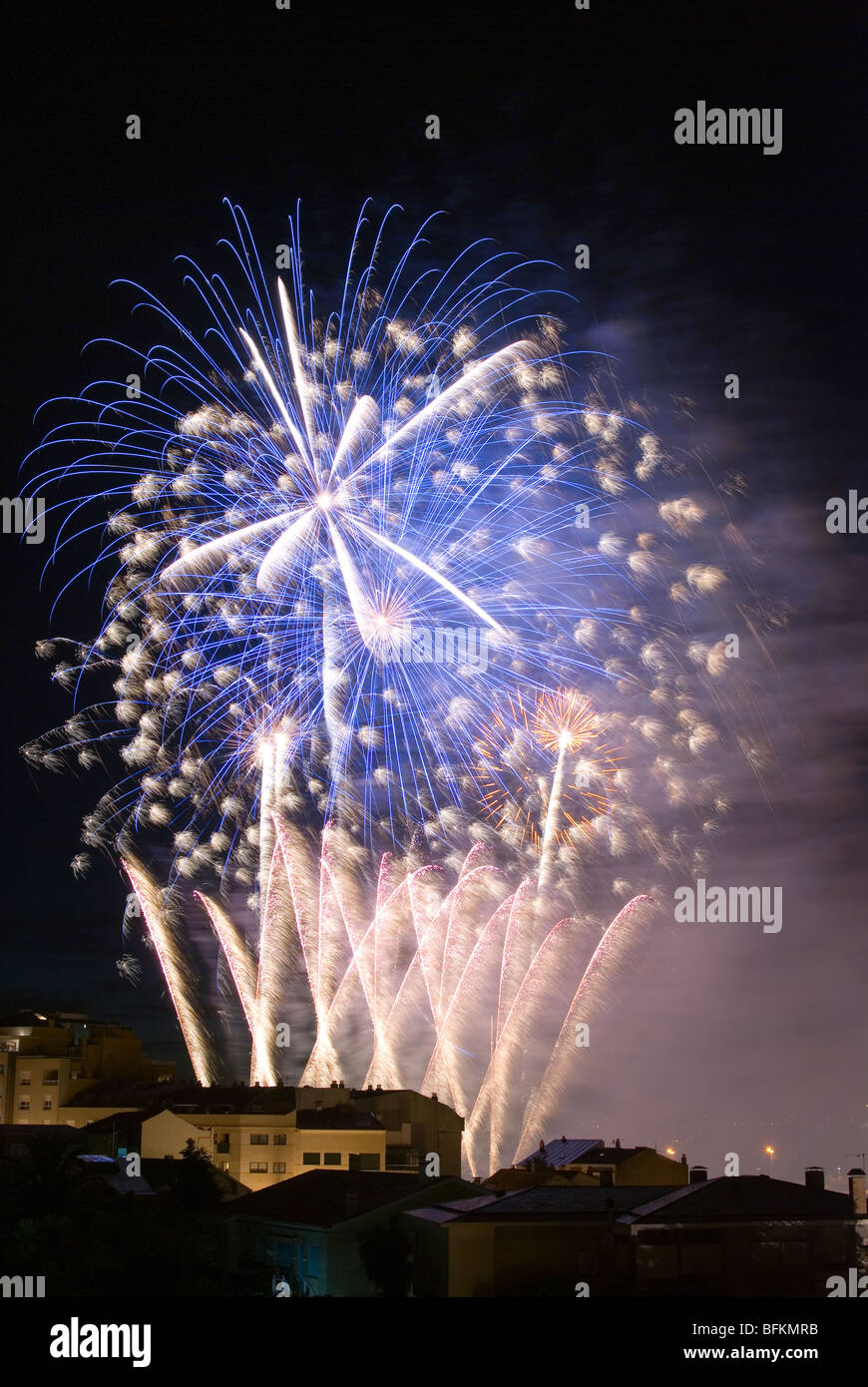 Fuochi d'artificio. Vigo, Pontevedra, Spagna. Foto Stock