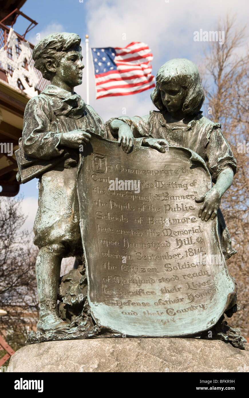 Scultura in Baltimore Star lamas monumento di intestazione Foto Stock
